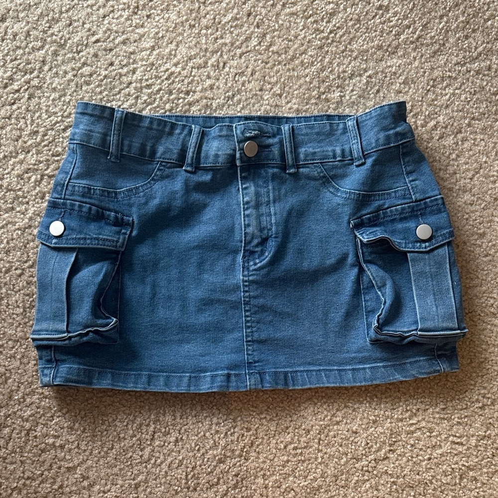 Girls' Blue Denim Cargo Pocket Skirt - Kids Bottoms